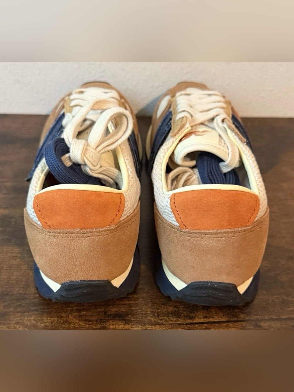 Sezane New Balance Women's Cream, Tan & Navy Retro Runner - Picture 5 of 10